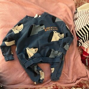 Zara Blue Kids Matching Set with Dog Print
